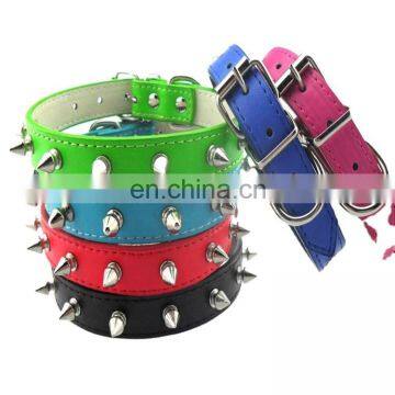 Multicolor pitbull rivet studded spiked dog collar pu leather