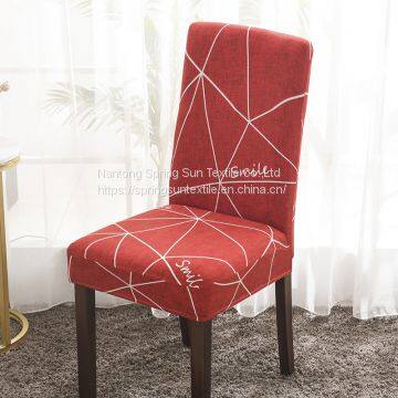 Red Printed Stretch Dining Room Chair Covers Soft Removable Dining Chair Slipcover