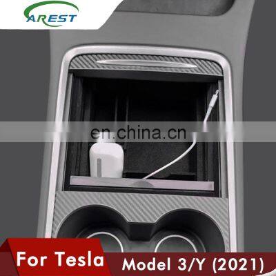 Model3 Car Central Storage Box For Tesla Model 3 Y Accessories 2021 Center Console Flocking Organizer Containers tesla model y