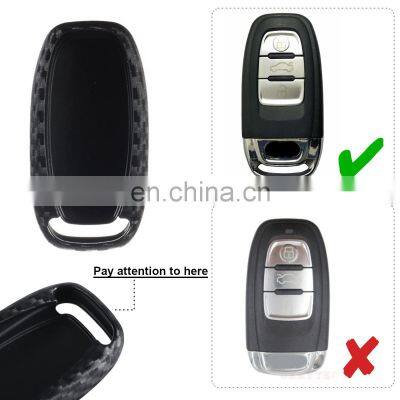 Carbon Fiber Car Key Case Cover Holder Bag Protection  For Audi A4 A4L A5 A6 A6L Q5 S5 S6 S7 S8 smart key only