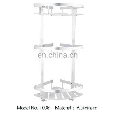 Silver Aluminum Wall Mounted 3 Tier Bathroom Accessories Shower Caddy Shelf For Bathroom