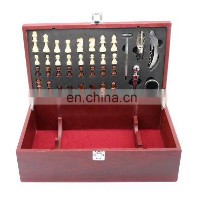 Sales Custom Made Processed Wooden Chess Toys Game Red Wine Tools Chessboard Double Wine Boxes