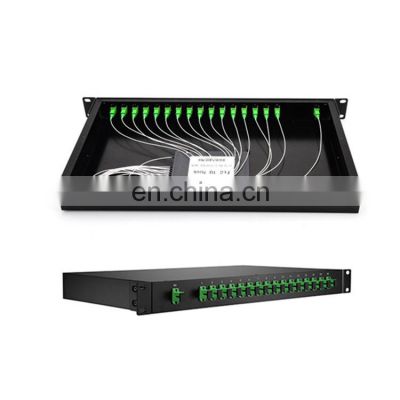 1U 2U  1x8 G.657A Or customized SC UPC Mini PLC Optical Splitter Single Mode With SC Connector plc splitter-rackmount type