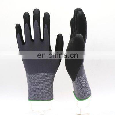 EN388 15Gauge Nylon Spandex Knitting Shell Micro Foam Nitrile Dipping Gloves Oil Block Mechanic Labor Working Gloves photo-5