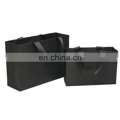 Luxury Black Gift Paper Bag Custom Made Printed Logo Jewelry Packaging Kraft Shopping Paper Bag With Ribbon Handles