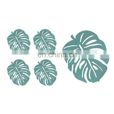 Fashion design environmental wood MDF cup coasters green leaf cactus cup mat decoration mat