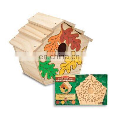 Eco-Friendly DIY Wooden Decorative House For Bird,Outdoor Garden Paint Bird House Kit diy