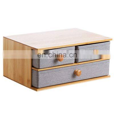 Modern style bamboo jewelry gift packaging box with fabric drawers