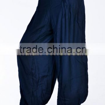 Indian Women Cotton Blue Color Harem Pants Causal Trouser Yoga Dance Baggy Hippie Genie Casual Pants 2007BLU