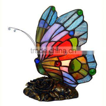 Tiffany Style Leaded Stained Glass Butterfly Ancient Lamp Mini Night Light Art Deco Table Lamps