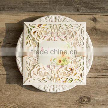 2016 Hot Sale Laser Cut Europe Customize Wedding Invitation Card