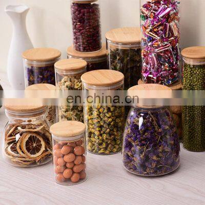 amazon top seller bamboo storage bottles clear glass spice food jars home storage & organization kitchen tabletop container