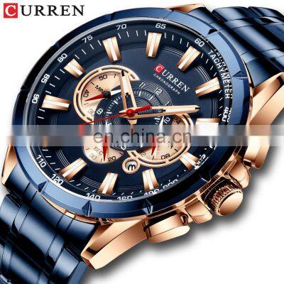 CURREN Wrist Watch Men Waterproof Chronograph Military Army Stainless Steel Male Clock Top Brand Luxury Man Sport Watches 8363