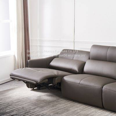Italian-Style Nappa Leather Multi-Function Sofa Home Living Room Is Very Simple Three-Seat Combination Electric Leather Sofa photo-5