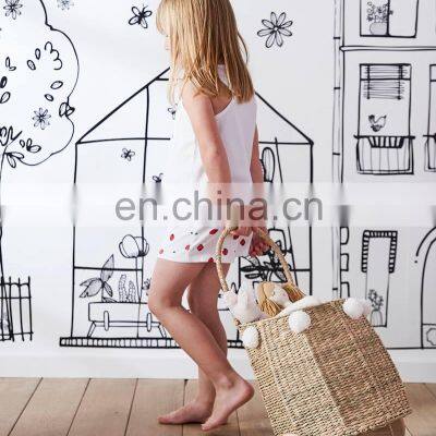 Natural Rustic Seagrass Luggy Basket Doll Stroller Trolley High Quality Wicker Shopping Basket Wholesale Supplier photo-3