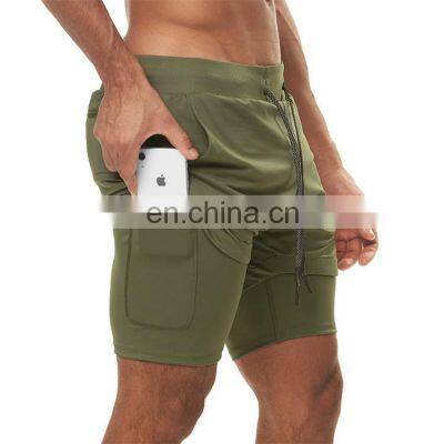 Custom Logo Polyester Quick Dry 2 In 1 lining Blank Gym Athletic Boxing Running Workout Biker Basketball Men's Training Shorts