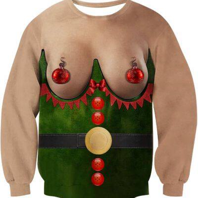 Unisex Ugly Christmas Crewneck Sweatshirt Novelty 3D Graphic Long Sleeve Sweater Shirt