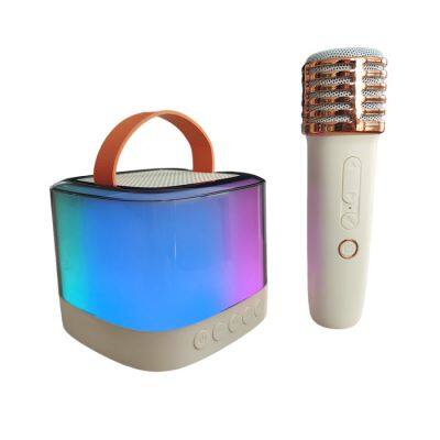 Portable Karaoke Bluetooth Speaker with 2 Wireless Microphones, KTV Machine with LED Lights for Home Party