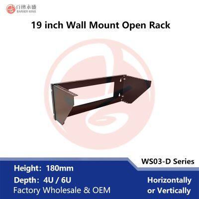 Factory OEM WS03-D 19inch Foldable Wall Mount Open Frame Rack 4U/6U Bracket for Network Equipment