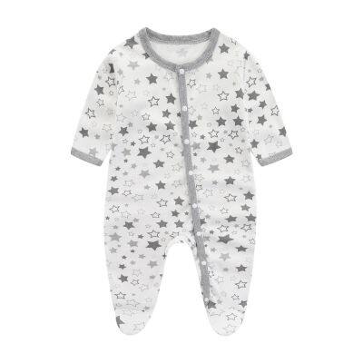 Newborn Baby Romper Onesie Jumpsuit Feet Wrap Long Sleeves Baby Climb Clothes Children's Pajama Cotton photo-3