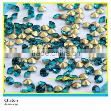 SS6/SS8/SS10 Hotfix Pointback Rhinestone Chaton Aquamarine Round Chaton