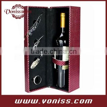 wine leather box bag, champagne leather bottle holder,single bottle tote,High-grade diamond pattern leather gift box