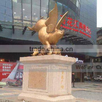 Outdoor Brass Welding Flying Pig Metal Bronze Sculpture photo-2