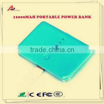 12000mah mobile phone battery bank 5v 2a 4 led light smart phone power bank