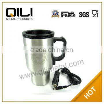 Stainless steel travel heated auto mug