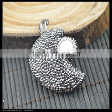 LFD-0024P ~ Wholesale Druzy Pearl Pendant With Pave Rhinestone Moon Charms Pendants Jewelry For Necklace