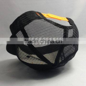 Custom Flat Brim Trucker Cap Glod Metal Plate Mesh Cap 6 Panel Pu Brim Trucker Hats photo-4