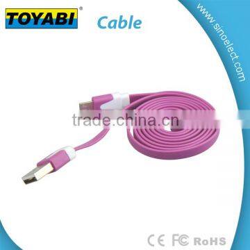 Multicolor Flat wire USB Charging data line with Mirco cable