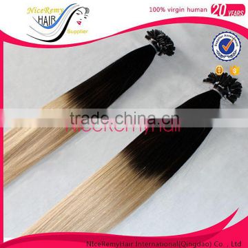 Wholesale top quality cheap 100% human hair ombre U tip hair extensions