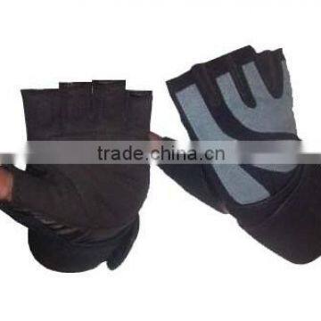 NEW 2015 WEIGHT LIFTING GLOVES GENUINE LEATHER WITH PADDING BLACK COLOR