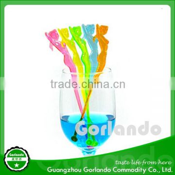 plastic PS disposable lady cocktail drinking swizzle stirrer