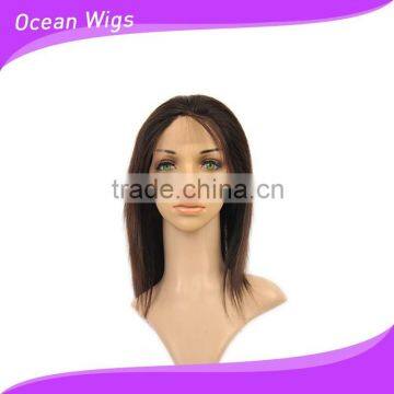 human hair wig, 12", straight, natural color