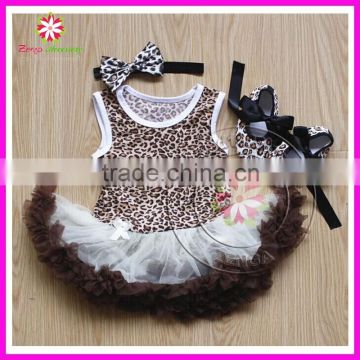 Summer wholesale leopard color baby girl romper bodysuit pettiskirt