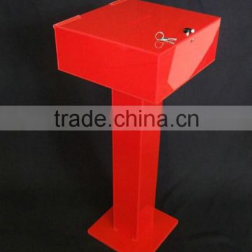 GH-RJ024 Upright Red Suggestion Box, Wholesale Acrylic Donation Box