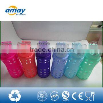 2016 Heat-Resistant High-grade Borosilicate Durable Glass Water Bottle with Silicone Sleeve