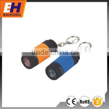 Hot Sell 1 LED Keychain with Flashlight, Powered by 4xLR44 Cell Battery, Suitable for Promotion, Rotating Switch