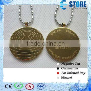 High Quality Energy Quantum Stainless Steel Pendant Golden Thread Pattern with 3 Energy Stones                        
                                                Quality Choice