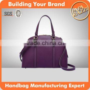 CC2023 Purple Saffiano Real Leather Office Lady Zip Top Shell Shape Shoulder Bag Ladies Handbag