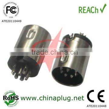 big din 8 pin male plug, nickel plated, PBT black plastic, dc power connector