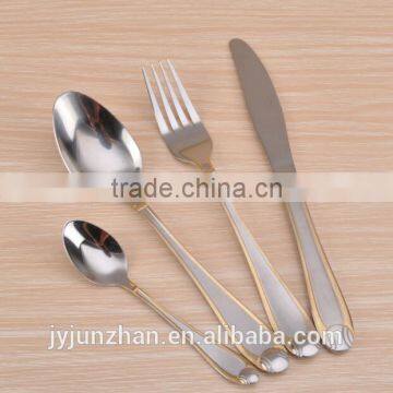 Cheap Stainless steel fork in Mirror , Sand or Gold Polish with Earth design handle
