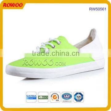 particular fashion style pure color low cut lace-up flat canvas shoes