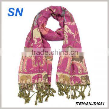 Elephant print jacquard scarf shawl for ladies