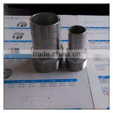 AISI304 316 stainless steel screwed pipe fitting hose barb fitting 1/2"