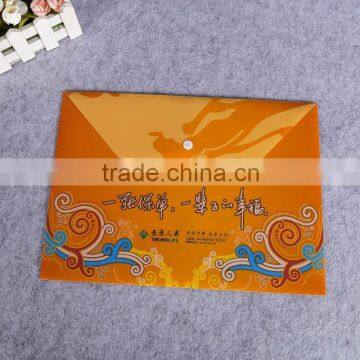 China manufacturer A4 plastic file folder pp button file bag snap closure plastic envelope for document