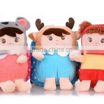 cute cartoom girl plush baby bag/stuffed rag doll plush kids bag/custom baby plush bag