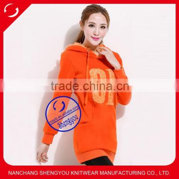 Wholesale womens cheap extra long applique hoodie